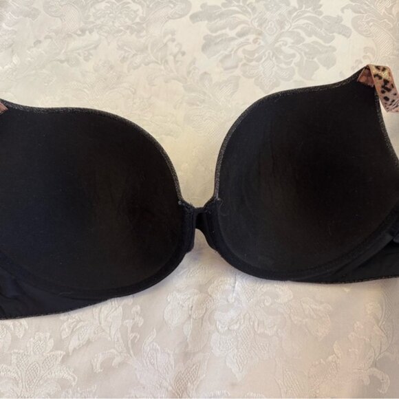 Victoria's Secret Size 38D Bra T Shirt Push Up Full Coverage‎ Black Gold Leopard - Picture 4 of 8